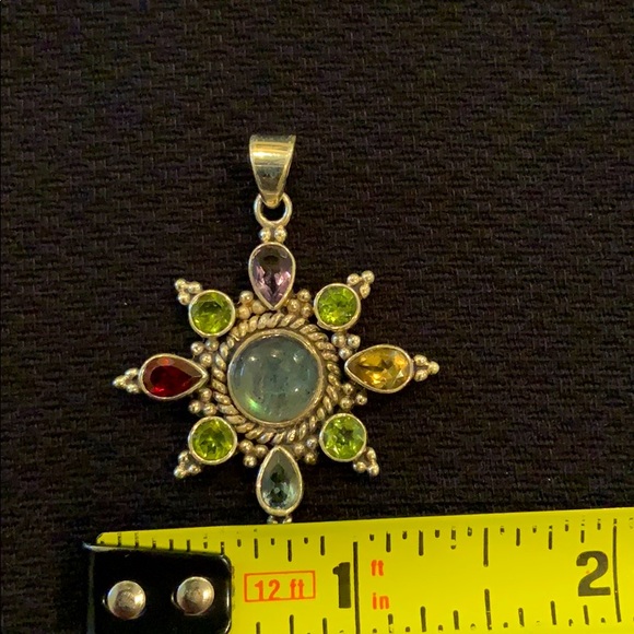 Sterling Silver 925 - Moonstone Multi Gem Pendant - Picture 4 of 6